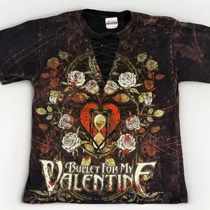 Bullet For My Valentine Shirt Medium M Black Red Rose Band Metal Heavyweight Y2K